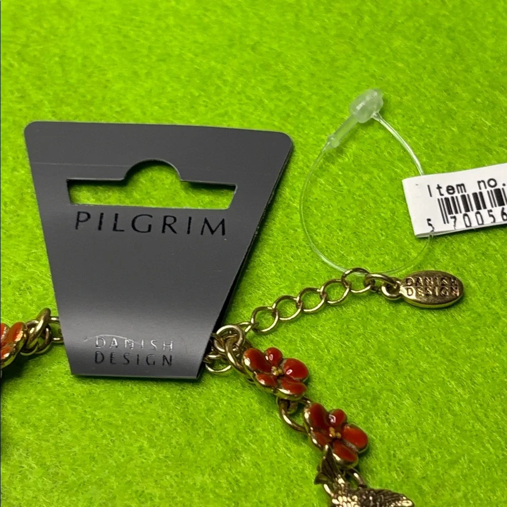 Pilgrim Red and Gold Floral Bracelet